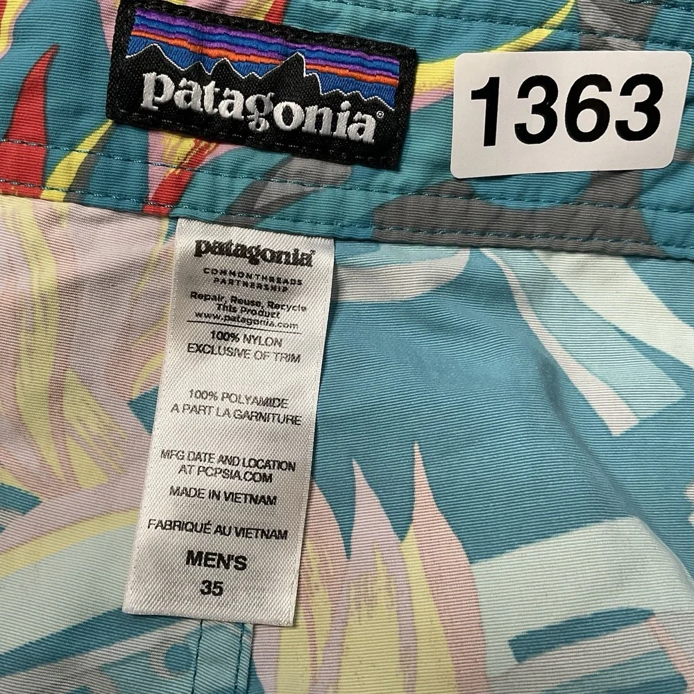 Patagonia Swim Trunks Men 35 Blue Floral Bird Of Paradise Wavefarer Board Shorts